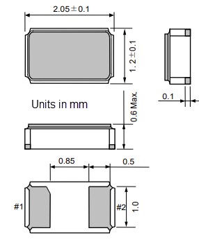 Mechanical Drawing - Epson FC2012SN Quartz Crystals